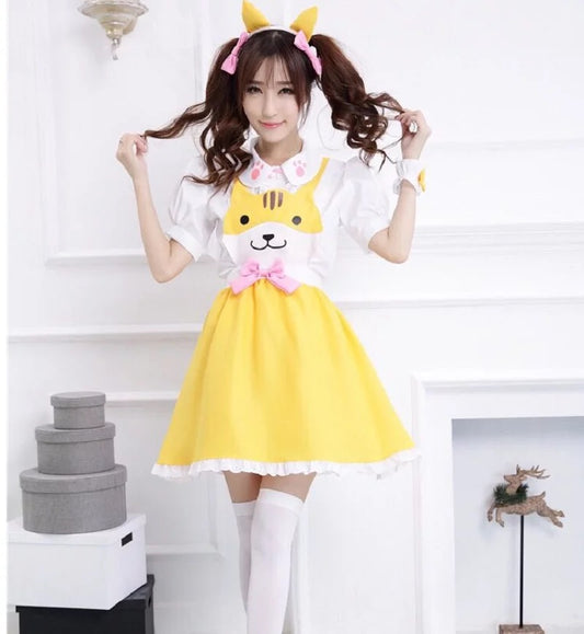 Kawaii Cat A-Line Dungaree Dress