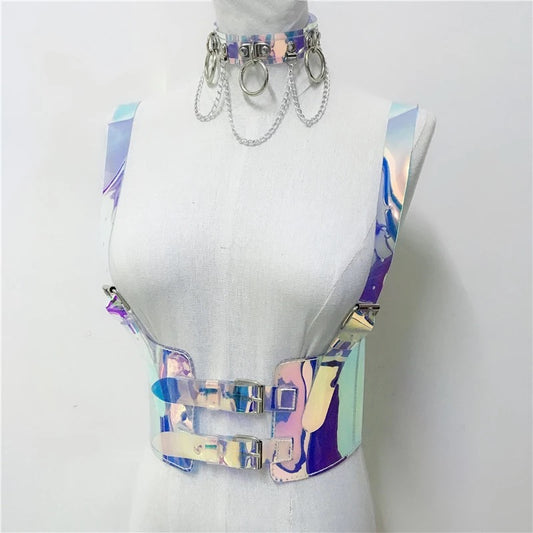 Holographic Chest Harness & Collar Set