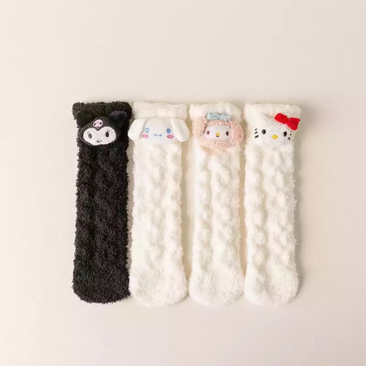 Kawaii Character Cable Knit Fuzzy Socks