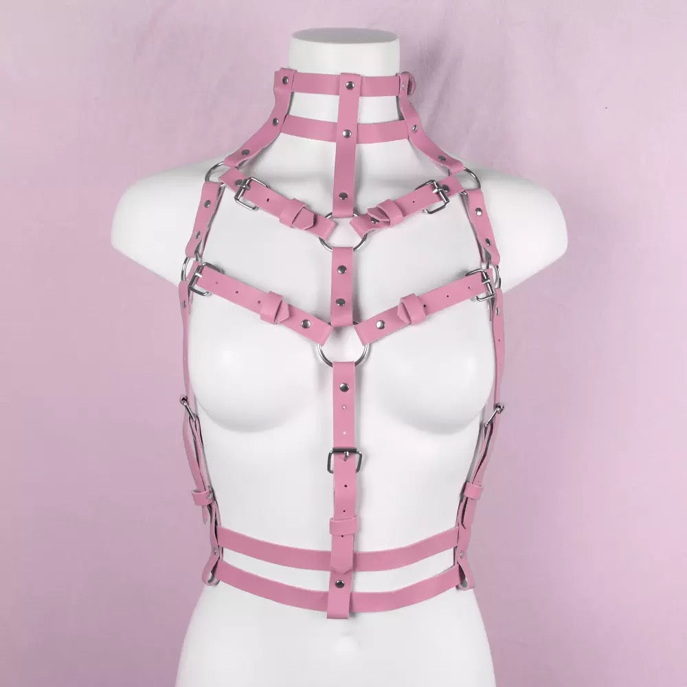 Pastel Pink Vegan Leather Chest Harness – DDLGVerse