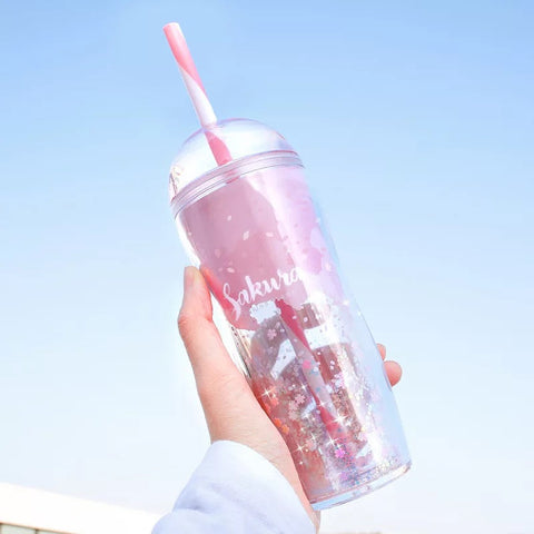 Sakura Straw Bottle Cups