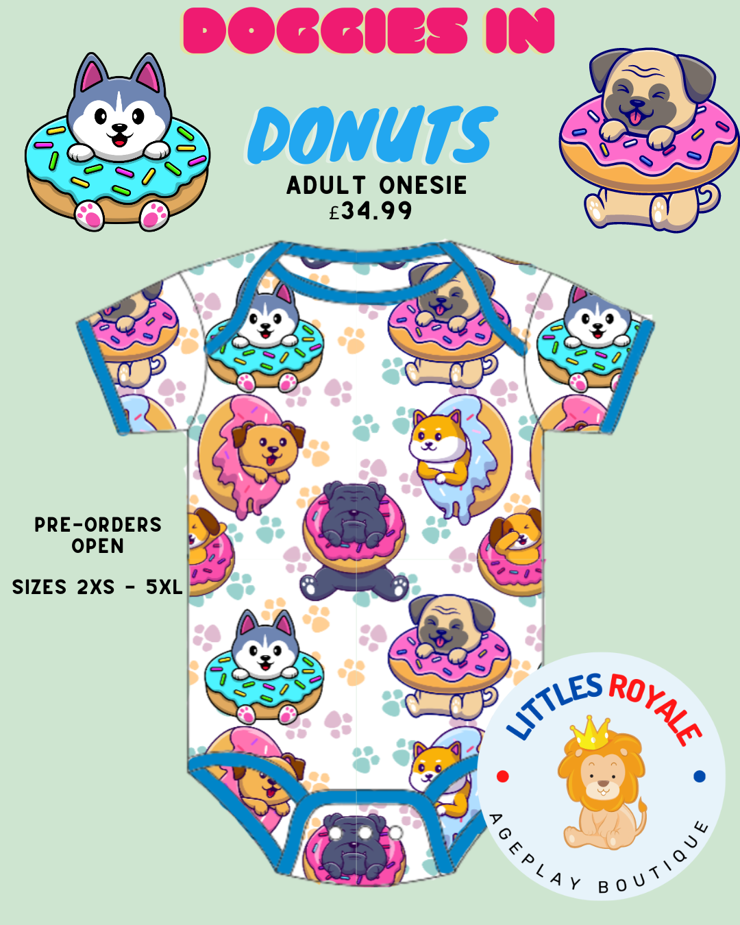 Doggies in Donuts Adult Onesie
