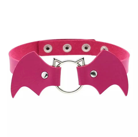 Vegan Leather Bat Baby Collar