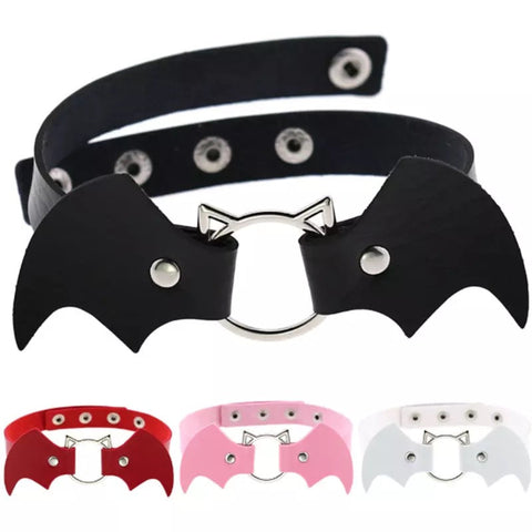 Vegan Leather Bat Baby Collar