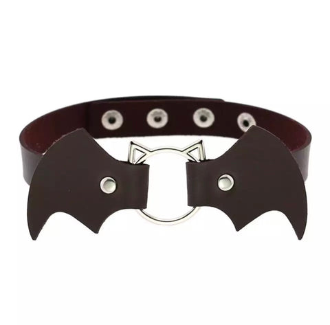 Vegan Leather Bat Baby Collar