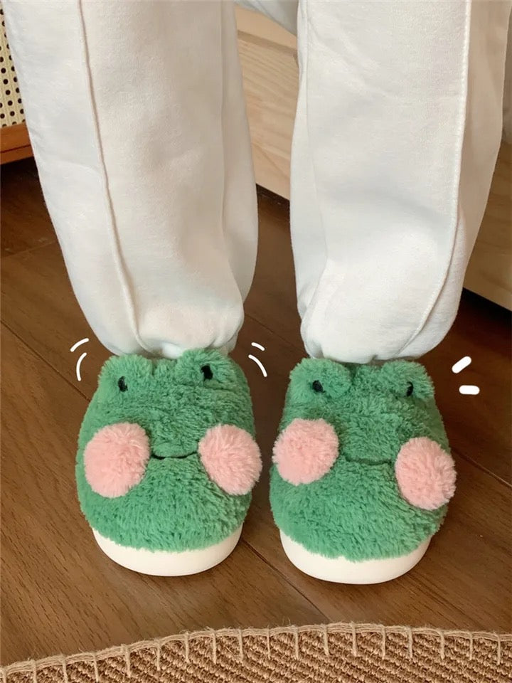 Fluffy Frog Slippers