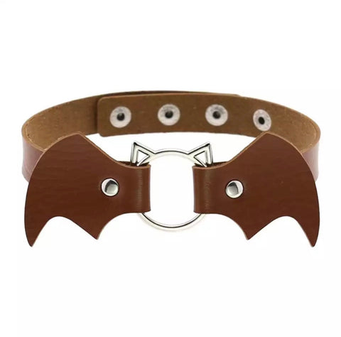 Vegan Leather Bat Baby Collar