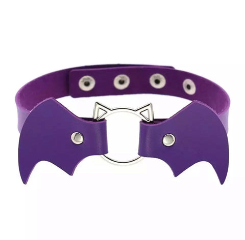 Vegan Leather Bat Baby Collar