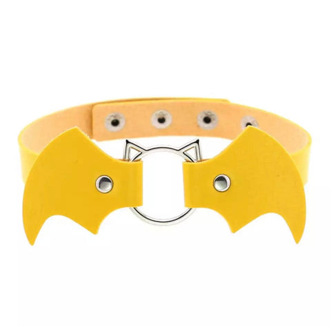 Vegan Leather Bat Baby Collar