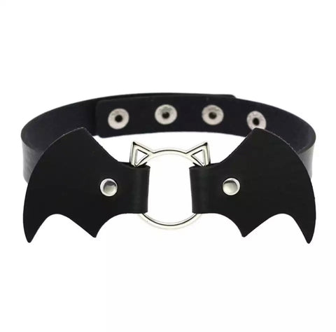 Vegan Leather Bat Baby Collar