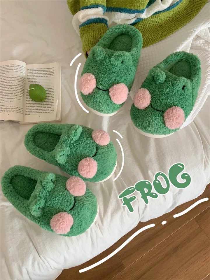 Fluffy Frog Slippers