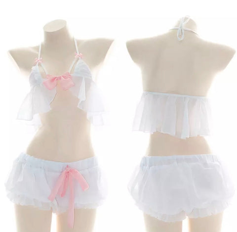 White Purity Ruffle Lingerie Set