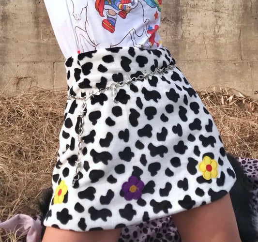 Fleece Cow Print Skirt