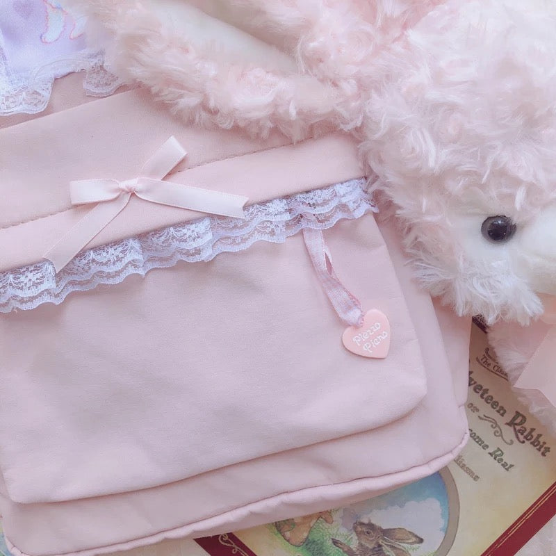 DDLGVERSE Pastel Lace Kitty Backpack Bottom Close Up