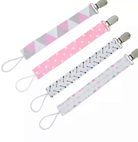 Pink Geometric Pacifier Clips (Set of 4)