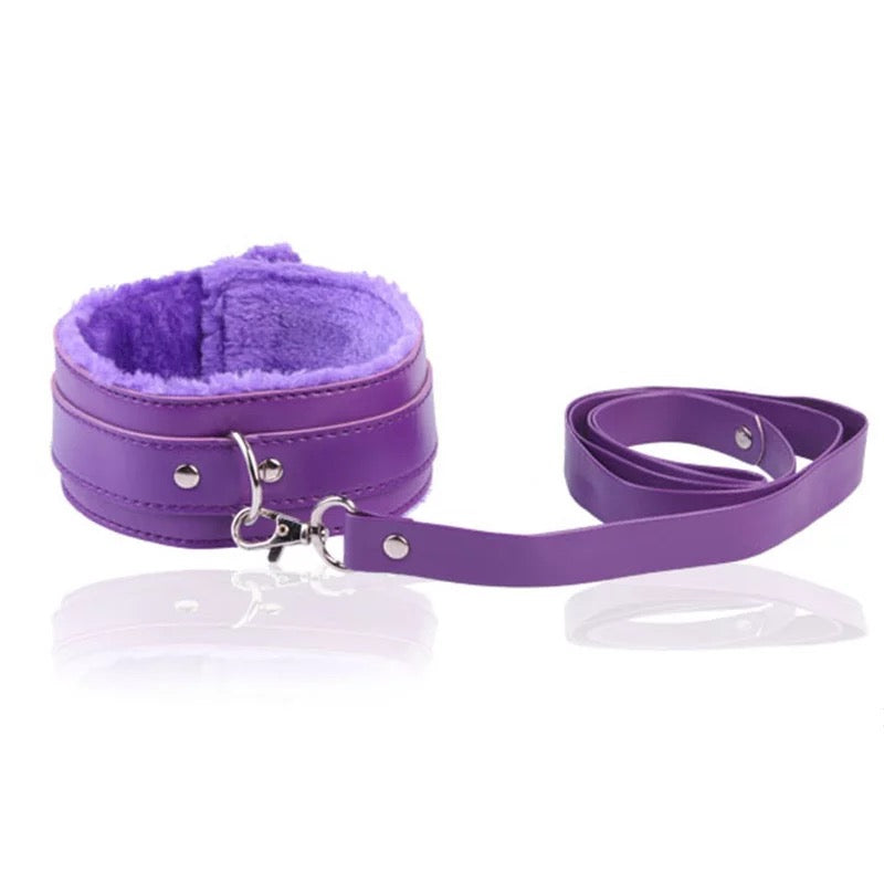 DDLGVERSE Fur Lined Collar & Leash Purple