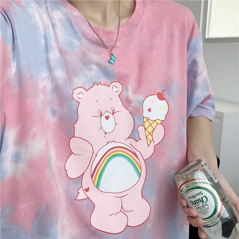 Tie-Dye Cartoon Bears Oversized T-Shirt