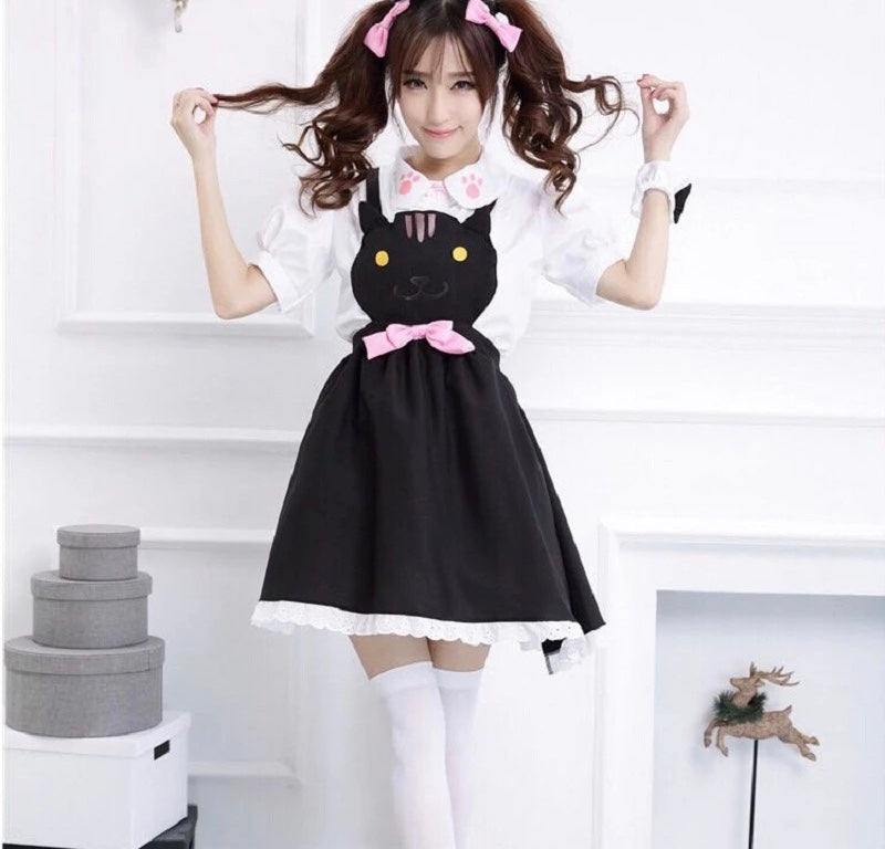 Kawaii Cat A-Line Dungaree Dress
