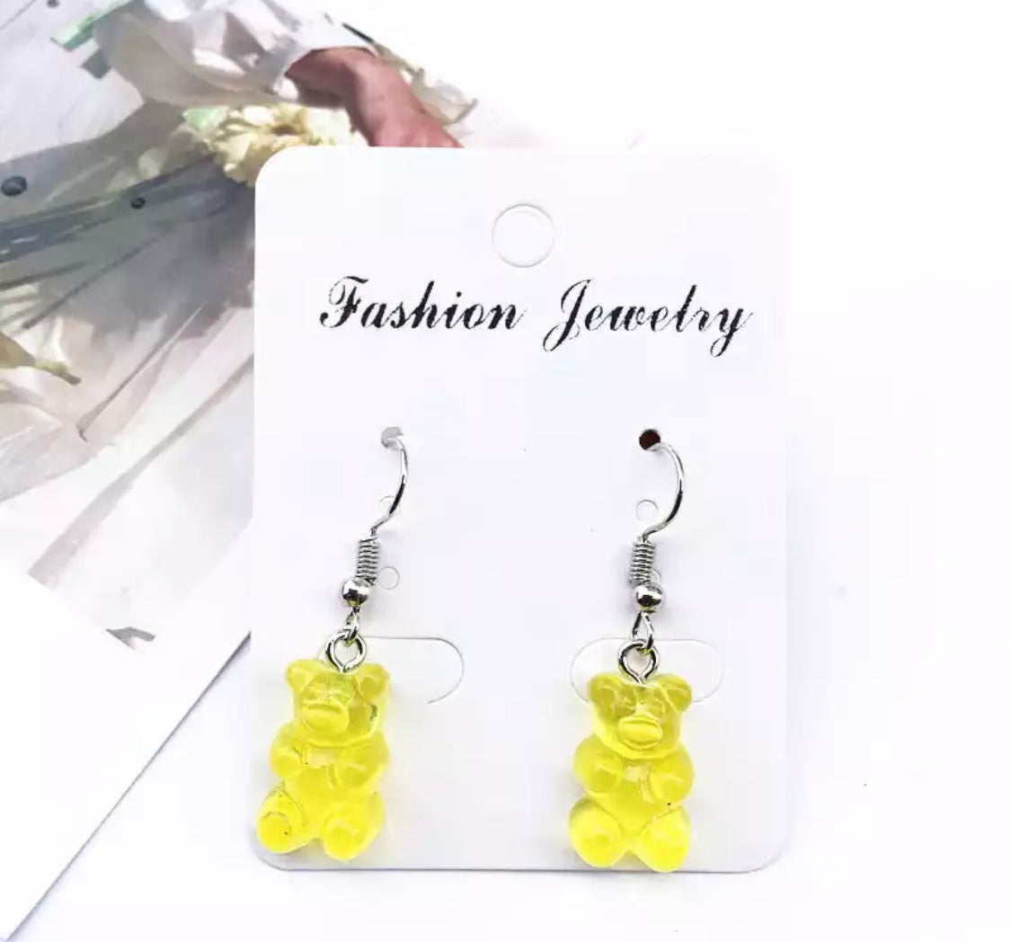 DDLGVERSE Gummy Bear Dangle Earrings Yellow