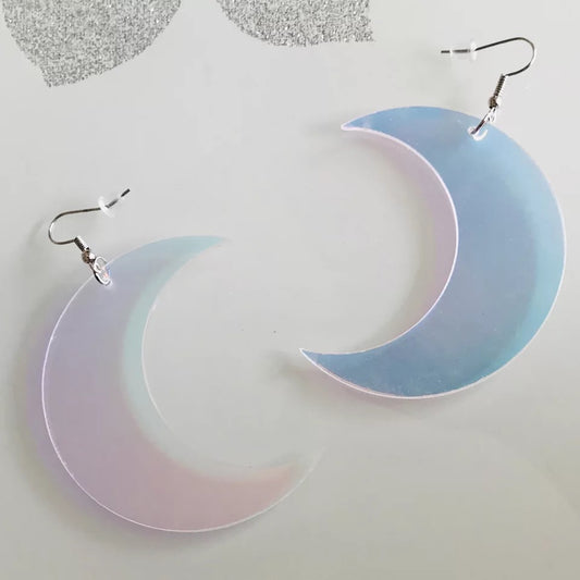 Holographic Moon Earrings
