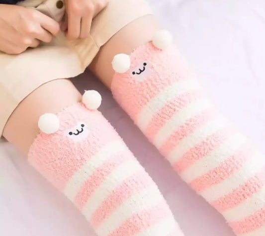 Fuzzy Alpaca Thigh High Socks