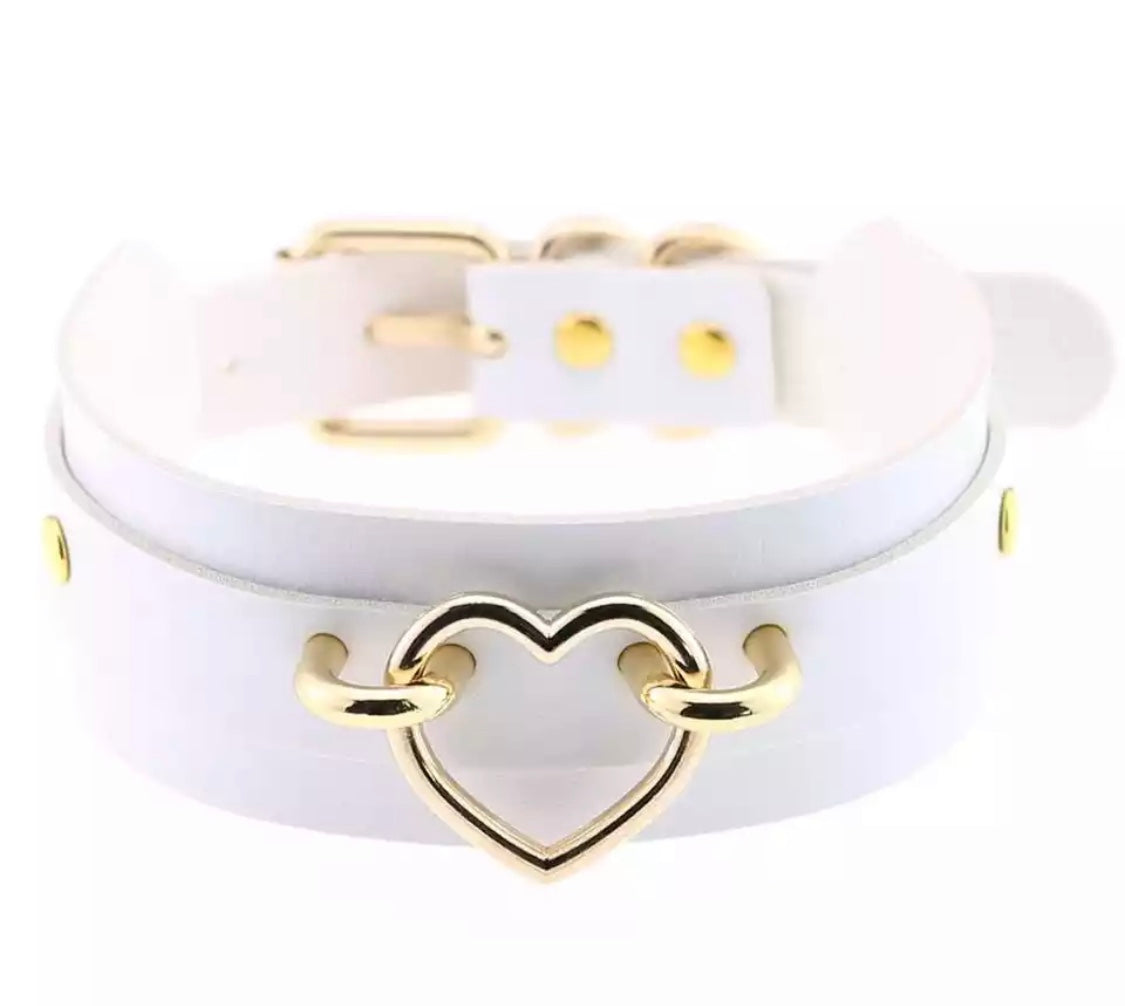 DDLGVERSE Chunky Vegan Leather Collar Pure White