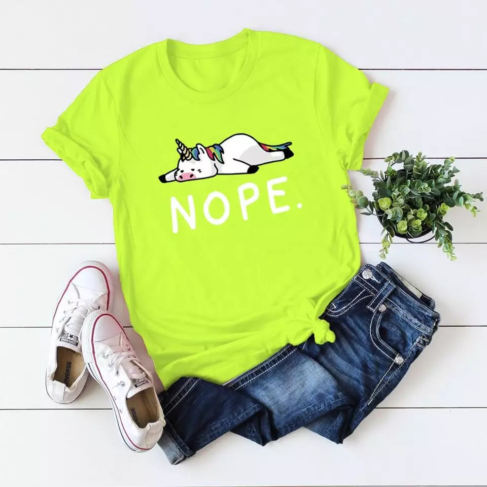 DDLGVERSE Nope Unicorn T-Shirt Neon Green