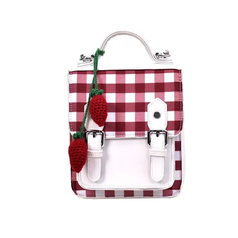 Mini Gingham Strawberry Backpack
