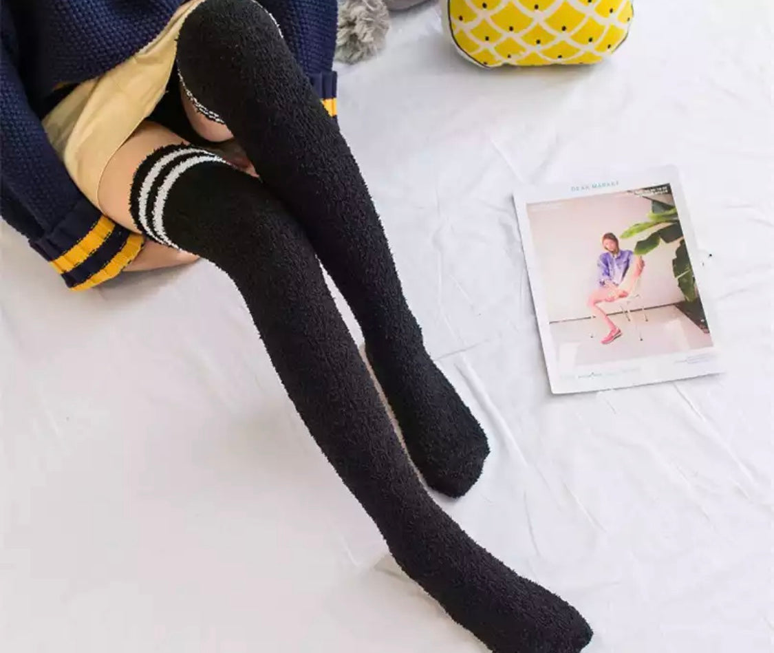 Fuzzy Thigh High Socks