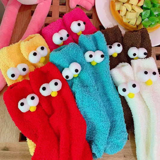 Googly Eyes Fuzzy Socks