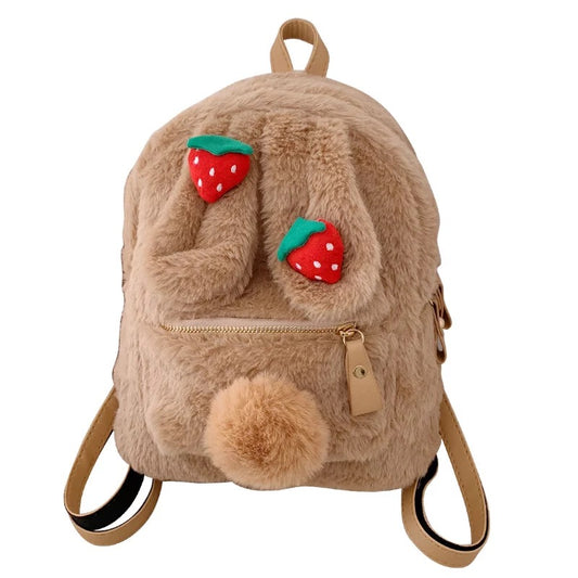 Plush Strawberry Bunny Backpack