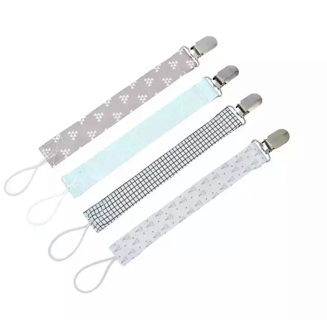Checkered Pacifier Clips (Set of 4)