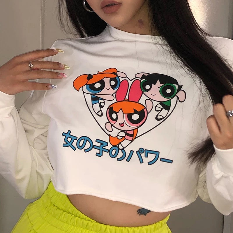 K-Pop Inspired Superhero Girls Cropped Sweater