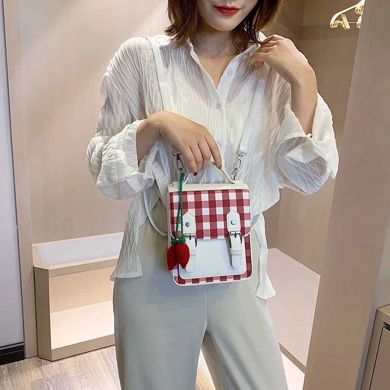 Mini Gingham Strawberry Backpack