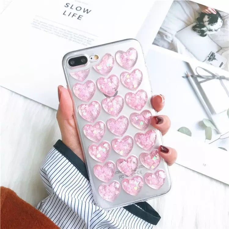 DDLGVERSE Clear Hearts iPhone Case Pink 