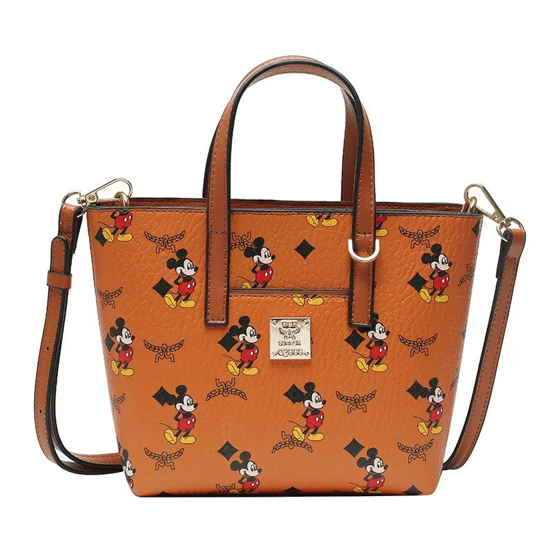 Disney women's bag Mickey Mouse printed bucket fashion cartoon large  capacity ins handbag single shoulder bag PU high quality