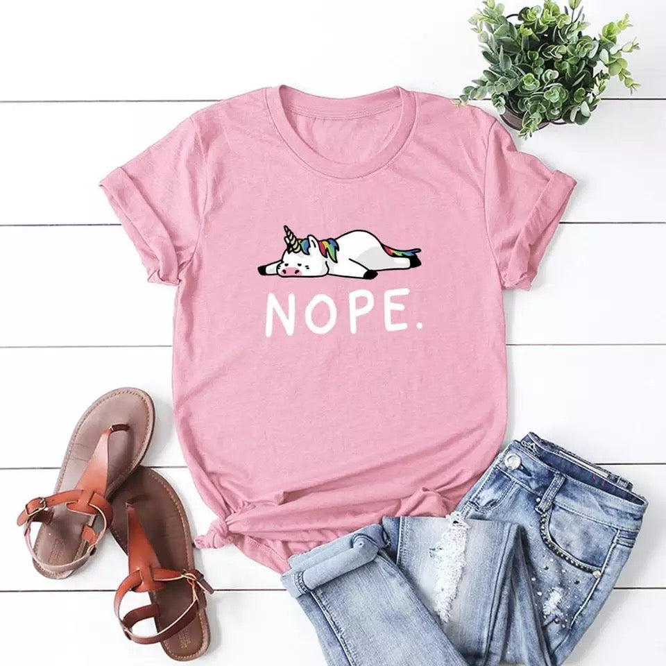 DDLGVERSE Nope Unicorn T-Shirt Pink