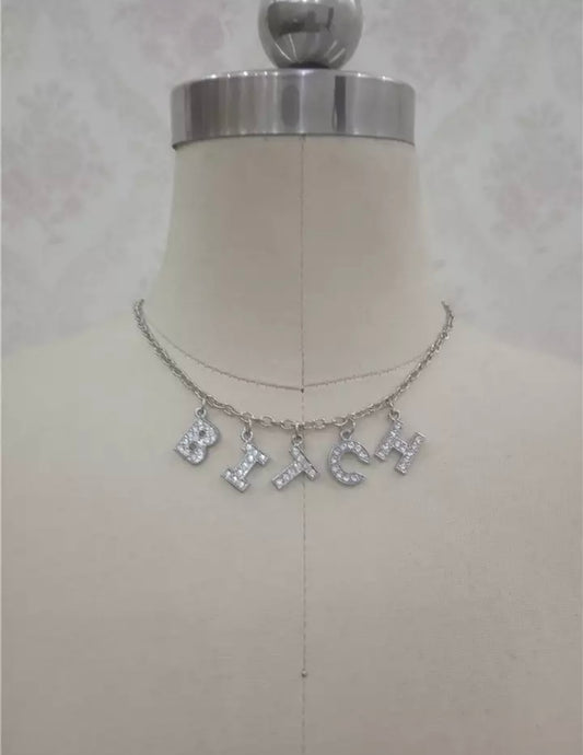 DDLGVERSE Bitch Silver Plated Necklace 
