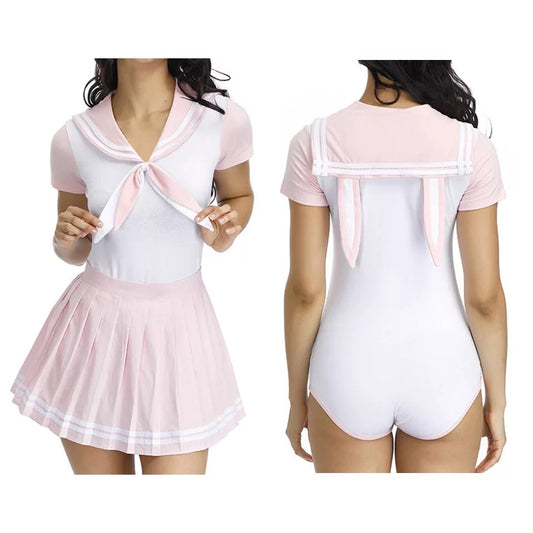 DDLGVERSE Bunny Onesie & Skirt 2 piece set front and back view