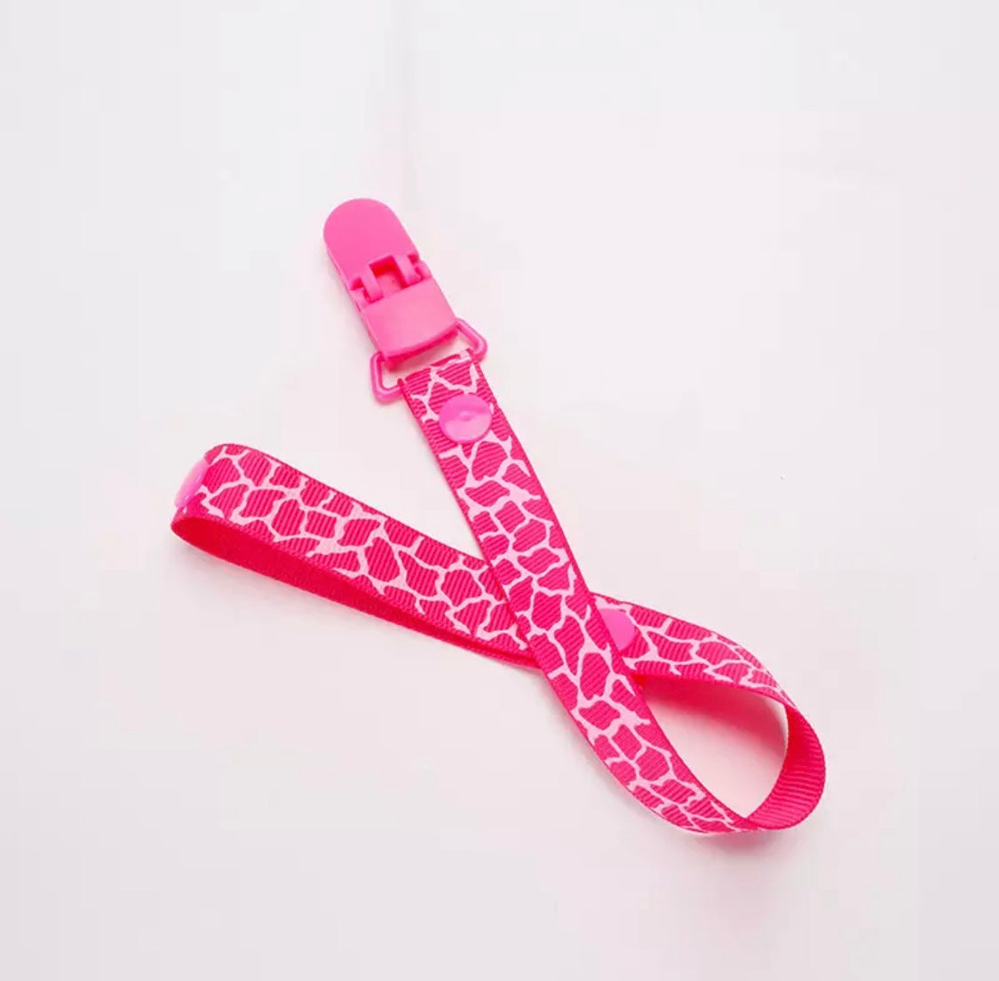 Pink Giraffe Pacifier Clip