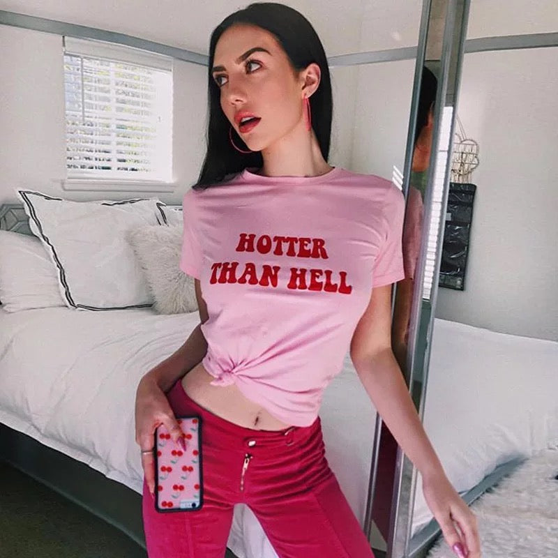 DDLGVERSE Hotter Than Hell T-Shirt on Model