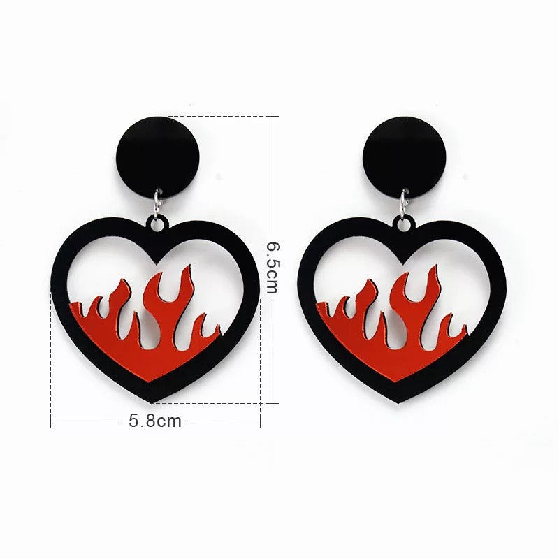 Flame Heart Earrings