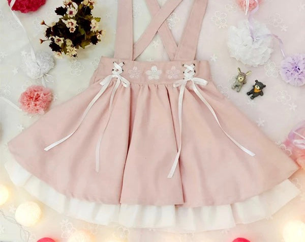 Lolita Style Ribbon Dungaree Dress