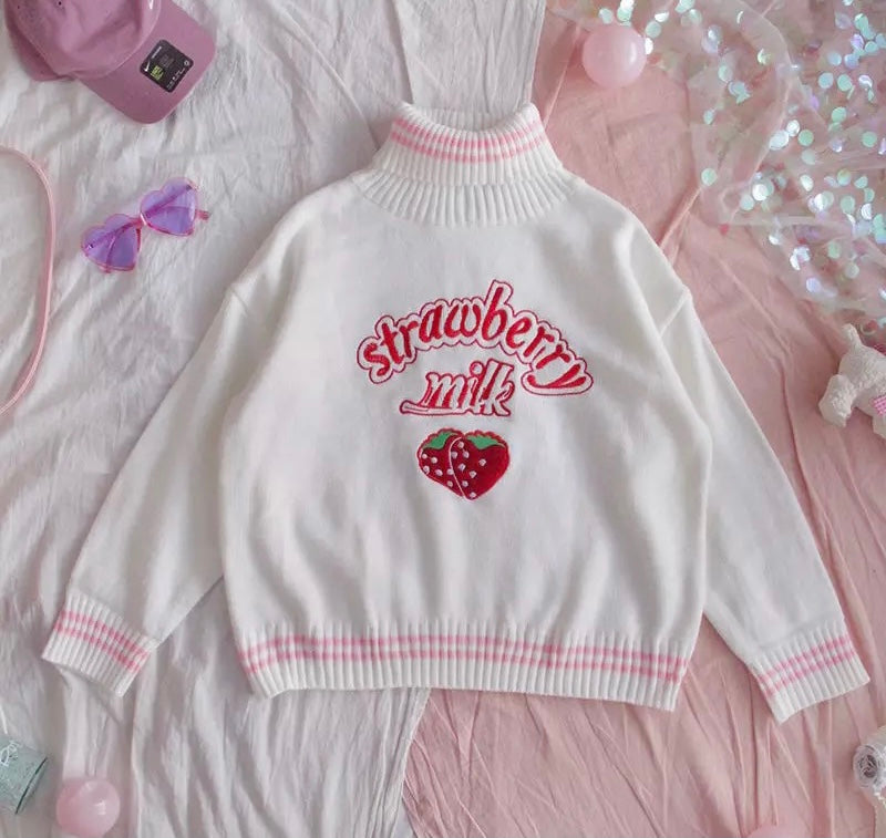Strawberry Milk Knitted Turtleneck
