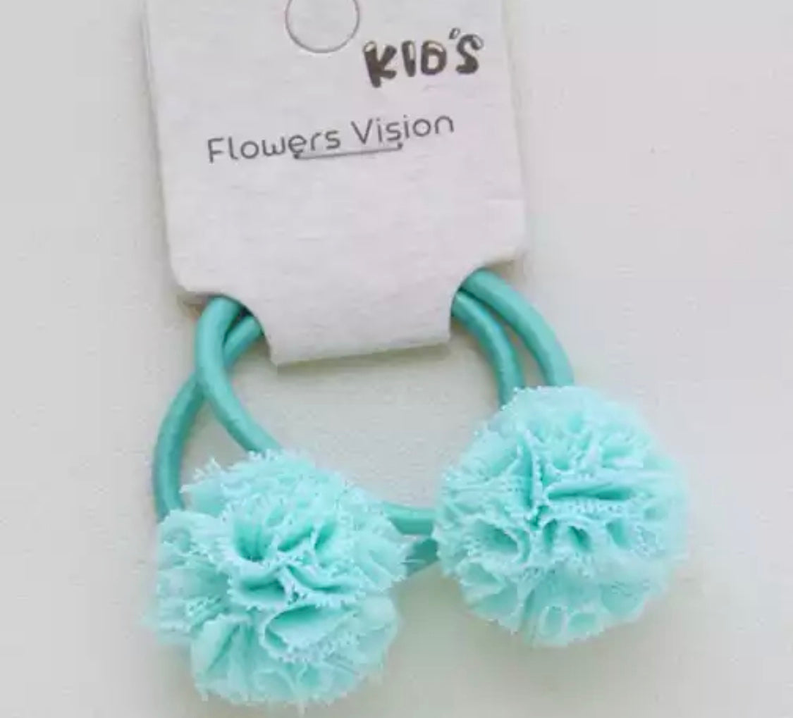 DDLGVERSE Twin Pack Flower Hair Ties Turquoise