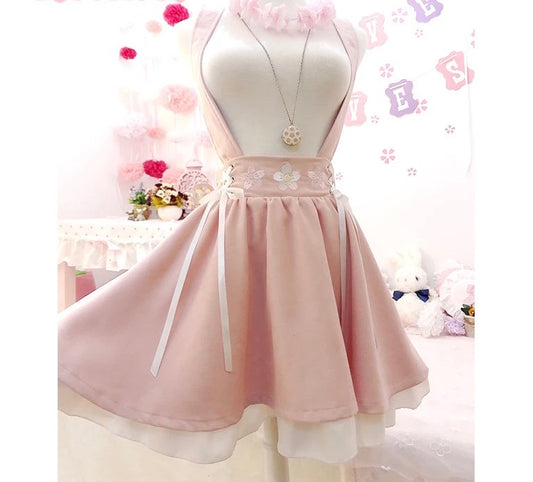 Lolita Style Ribbon Dungaree Dress
