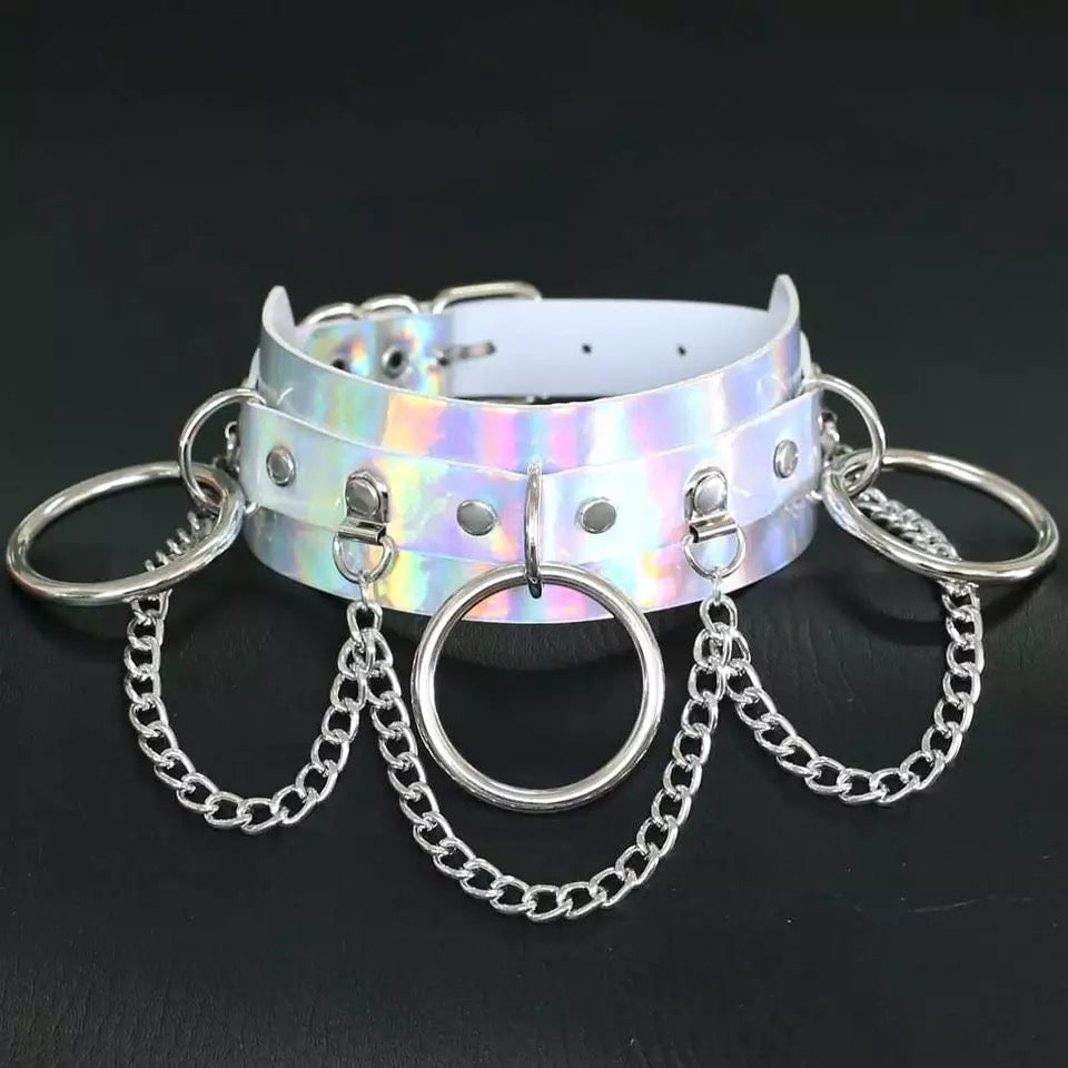 DDLGVERSE Holographic Collar & Leash Multiple Hoops Off Model
