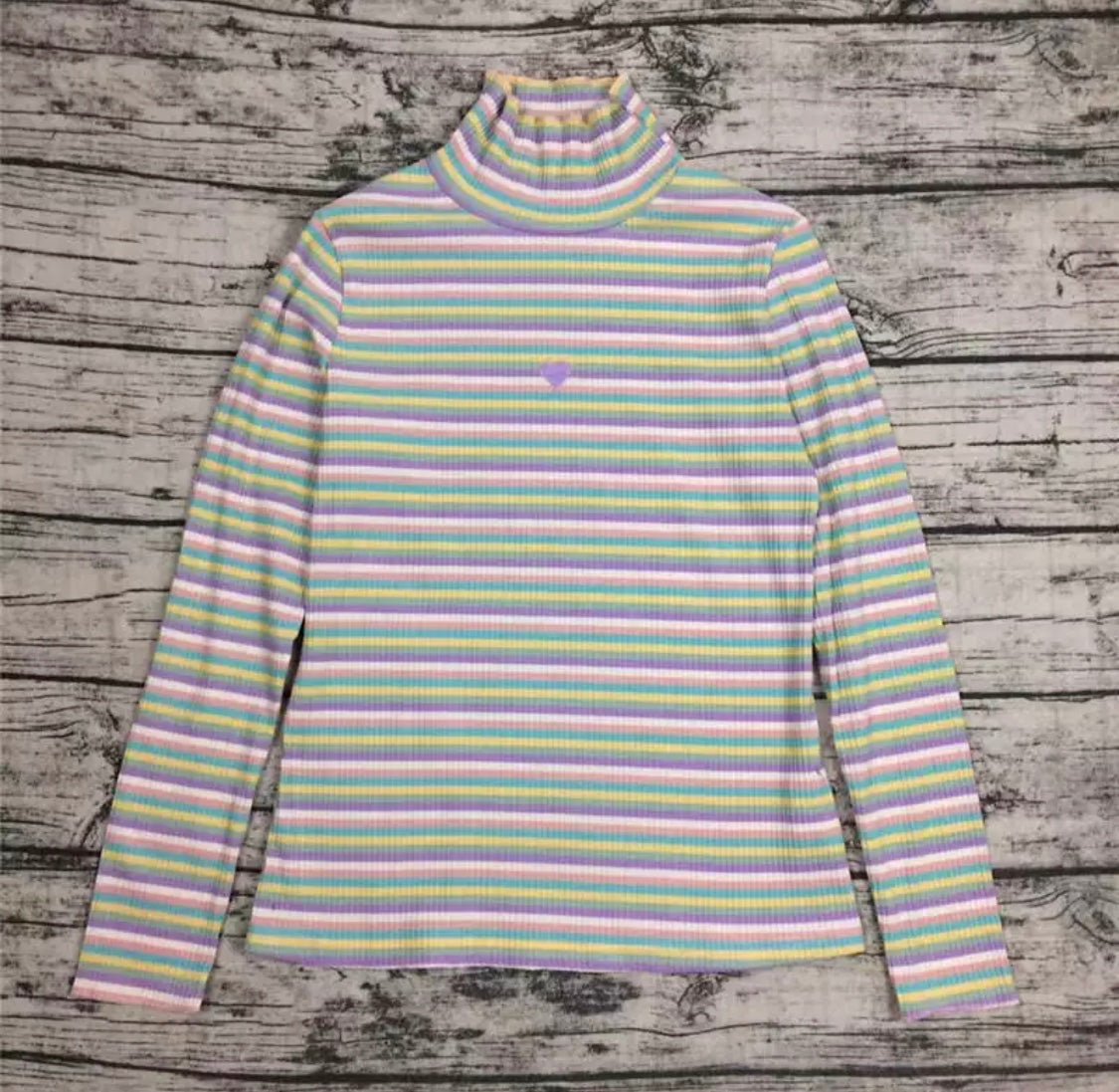 Pastel Rainbow Turtleneck Sweater