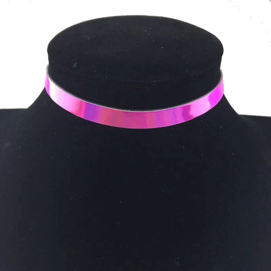 DDLGVERSE Classic Holographic Collar Hot Pink