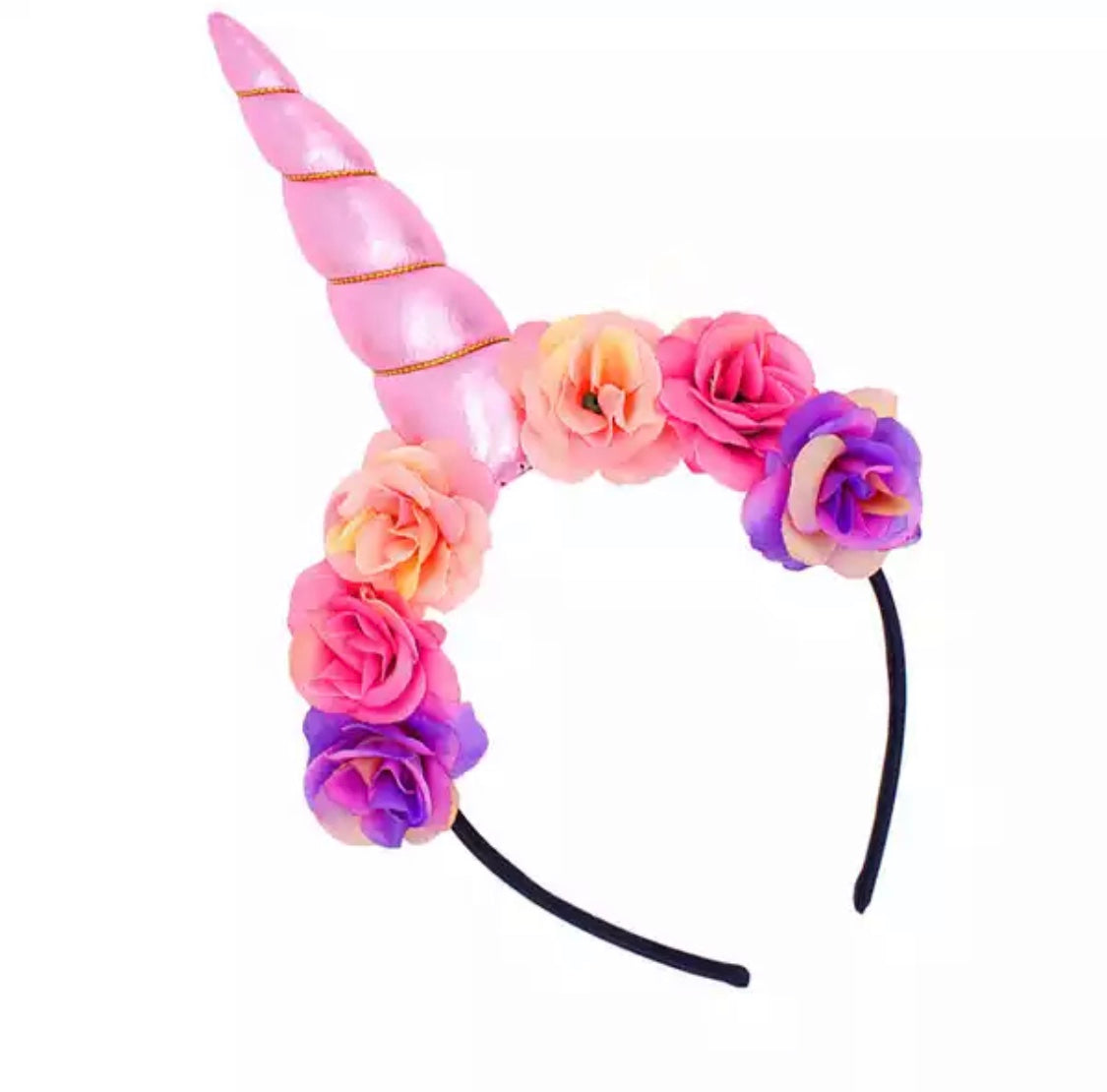 DDLGVERSE Unicorn Headband Floral Pastel Pink